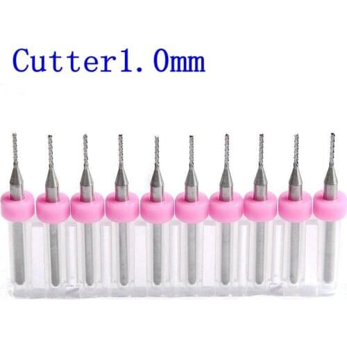 1.0mm PCB Cutting MachineCNC Router Metal Wood End Milling Cutter Mini Carving Tools Tungsten Carbide 10PCS