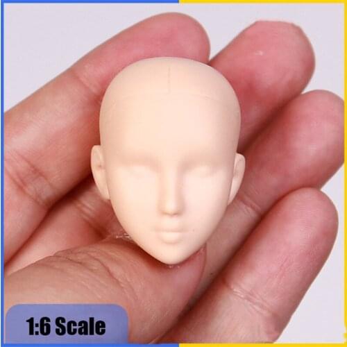 1/6 Female Soldier Head Sculpture White Model Makeup Head Painting Nude Makeup for 12 inch Action Figure Body