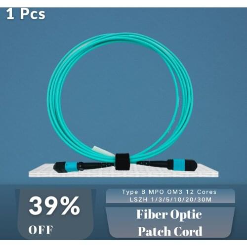 1PCS Type B MPO OM3 12 Cores Fiber Optic Patch Cord LSZH Jacket Polarity B Jumper Cable 1/3/5/10/20/30M