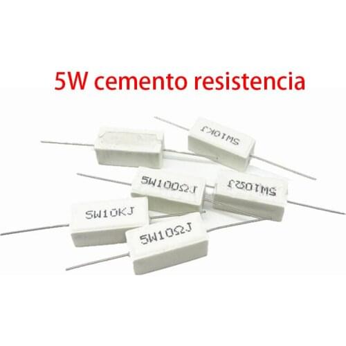 10PCS 5W cemento resistencia 0,1 ~ 10k ohm 5%, 0,22, 0,33, 0,5 1 10 100 1K 10K ohm 0.1R 0.22R 0.33R 0.5R 1R 10R 100R