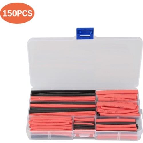 150PCS Heat Shrink Tubing Ratio 2:1 Polyolefin Tube Sleeving Shrinkable Wrap Electrical Wire Cable Connectors Assortment Kits