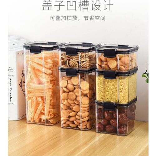 1800ml set Stackable Kitchen Sealed Jar Plastic Food Storage Box Multigrain Storage Tank Dried Fruit Tea Jar Storage Containers