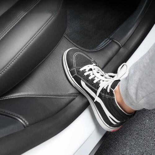 2x Door Sill Scuff Plate Guard Velcros Anti-stepping Protection for Model Y in the Rear Row Anti Kick Easy to Clean N0PD