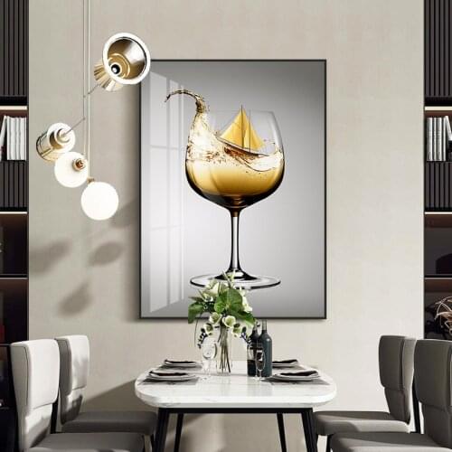 Print Posters Abstract Champagne Wine Glass Canvas Painting Dining Room Kitchen Wall Modern Home Decoration Wall Art Pictures