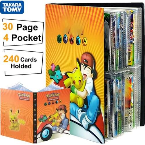 4 Pocket Pokemon Album Book 240 Card Anime Collection Display Liver Pokémon Map Folder Playing Game Binder Holder Toys Kids Gift