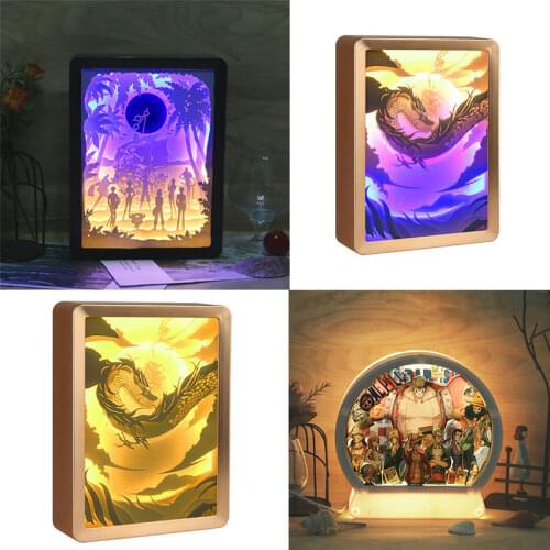 Anime One Piece Luffy Team 3d LED Light DIY Handmade Paper Sculpture LED Night Lihgt for Children Christmas Gift Home