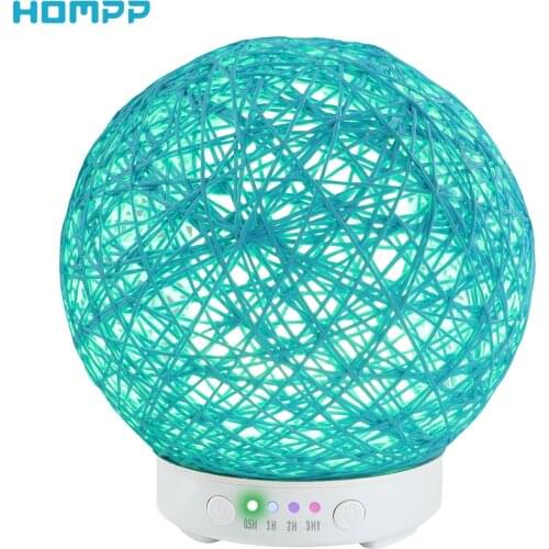 Aroma Essential Oil Diffuser 120ml Hemp Rope Ball Ultrasonic Cool Mist Humidifier 7Color LED Night Lights for Bedroom Study Yoga