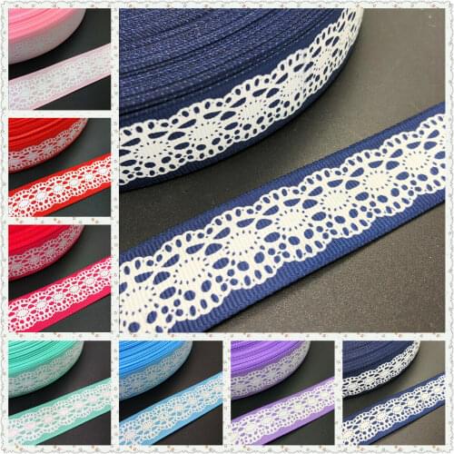 NEW HOT DIY 5 Yards 1'' 25mm Multi Color Lace Printed Grosgrain Ribbon Hair Bow