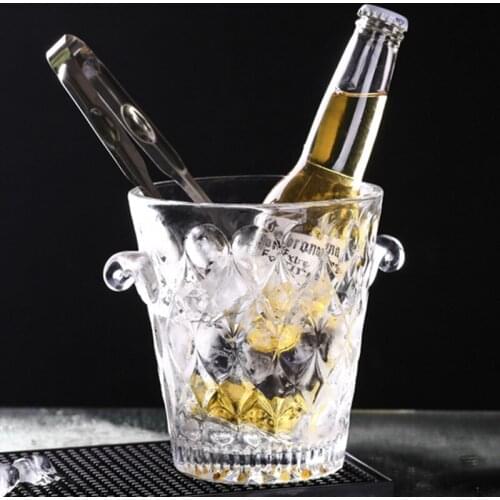 Bar Glass Ice Bucket Binaural Champagne Ice Grain Bar Beer Cold Barrel Whiskey Ice Barrel Red Wine Spirits Ice Barrel