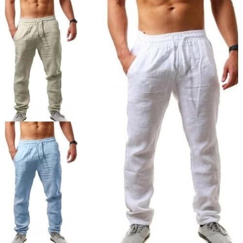Summer Casual Pants Men jogger Leisure Hip-hop Breathable Cotton Hemp Leisure Sports Pants Gyms Jogger Track Pants
