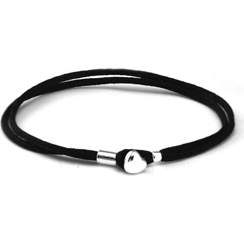 Black Fabric Cord Bracelets 100% 925 Sterling Silver Fine Jewelry For Women Wholesales Free Shipping
