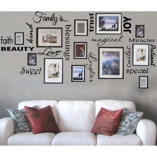 Quote FAMILY IS Vinyl Wall Sticker Home Living Room Photo Frames Wall Decals Family Love Lettering Vinyl Art Decoration