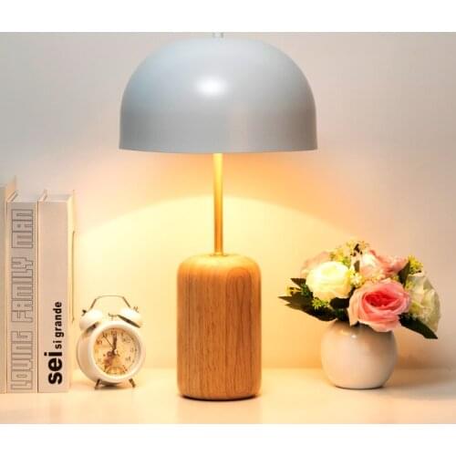 Warm Bedroom Wood table lamp night light E27 G80 LED Bulb AC220V Warm light bedside lamp button switch EU plug