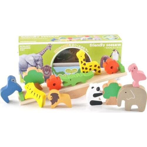 Wooden Animal Moon Blocks Balancing Stacking Game Educational Kids Toy Gift