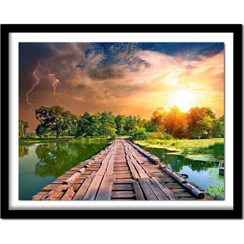 Diy Diamond Painting 3D Sets For Diamond Embroidery Diamond Needlework Handmade Sunset Pier ASF404
