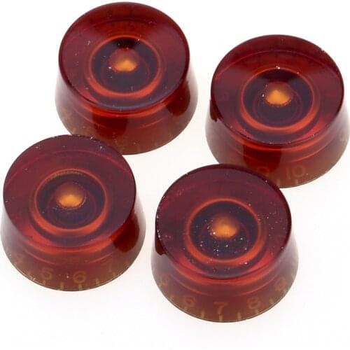 Musiclily Pro Metric Size 18 Splines Speed Control Knobs for Asia Import Guitar Bass Split Shaft Pots, Amber (Set of 4)