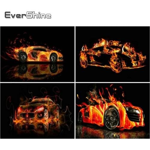 EverShine 5D Diamond Painting Full Square Sports Car Diamond Mosaic Cross Stitch Scenery Diamond Embroidery Decoration For Home
