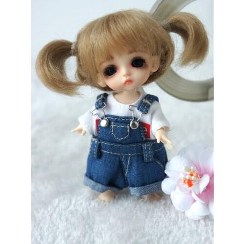 JD203 3-4 inch 9-10CM Lovely Double short Pony mohair BJD wigs Lati White Tiny Doll accessories