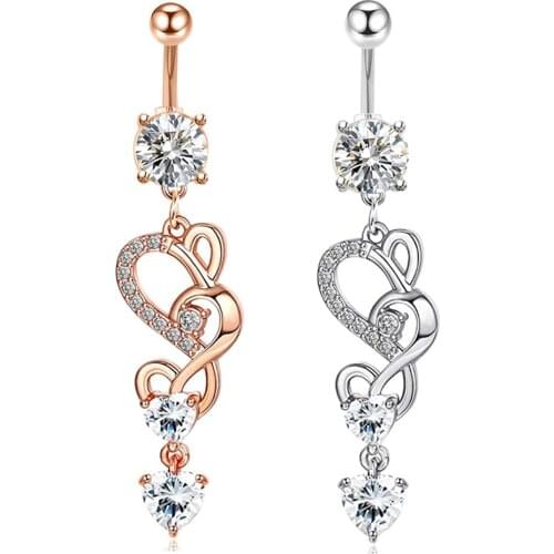 JUNLOWPY Belly Button Rings Surgical Steel Navel Rings Belly Piercing Women Men Body Beach Jewelry Belly Barbell Drop Dangle