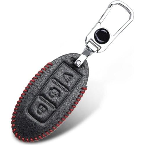 Leather Car Key Ring Cover For Nissan Qashqai Skyline Juke Alissa X-Trail J10 J11 T31 T32 Kicks Tiida Pathfinder Murano Altima