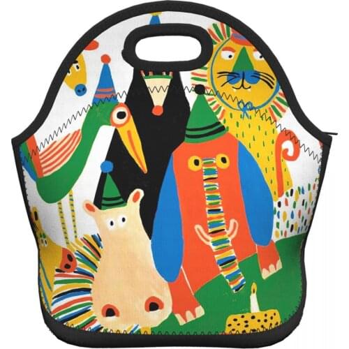 Illustration Arts Children School Lunch Bags Women Work Office Lunch Box Cooler Bags for Picnic Hiking