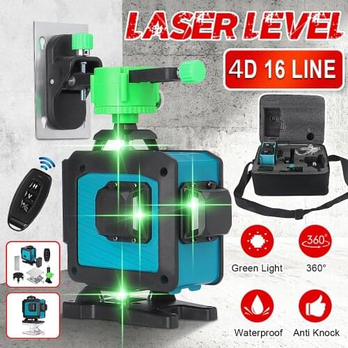 16 Line Laser Levels -360 Horizontal Vertical Cross 4D Green Light Laser Level Self-Leveling Measure Super Powerful Laser Beam