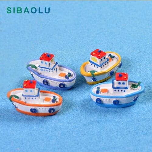 Cruise Ship Boat Miniature Figurine Figures DIY Accessories Dollhouse Building Home Decoration Simulation Play House Resin Craft