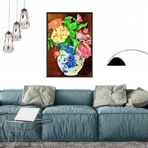 Non-smell Non-woven Tie-dye Flower Oil Pictures Canvas Painting Photography Photo Background Wall Art Poster Home Decor