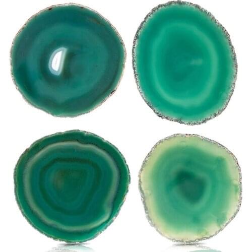 Green Stone Coaster,Crystal Cup Coaster,Cup Mat for Beverages,Glass Agate Coasters,Table Decor for Kitchen/Dining Room