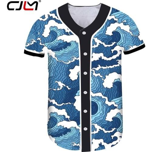 CJLM Blue Waves 3D Print Harajuku Baseball Uniform Casual Sports Jacket Spring Long-sleeved Tops Fashion Big Size Streetwear 5XL