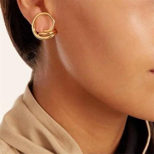 Rongho Punk Metal Geometric Earrings for Women Spring Earring Arc Brincos Vintage Jewelry Gothic Bijoux