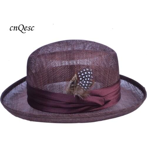 Small Brown Sinamay Hat fedora hat for derby wedding,kentucky derby,party,races