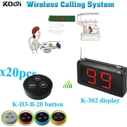 Restaurant Service paging system with K-302 monitor K- D-3 transmitter button (1 display+20 table bell button)