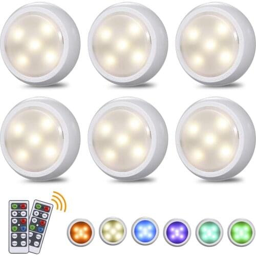 LED Under Cabinet Light RGB 16 Colors Touch Dimmable Puck Night Light battery USB charging Stair Kitchen Cupboard Wardrobe light