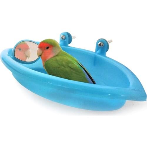 Bird Bathtub With Bird Mirror Small Oval Bird Bathtub Pet Cage Accessories Parrot Bath Shower Bathing Supplies Standing Box