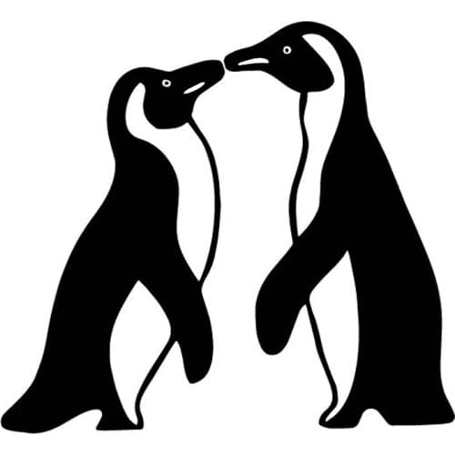 15.6CM*14.2CM Kissing Penguins Cartoon Decorate Car Sticker Car Door Vinyl Decal