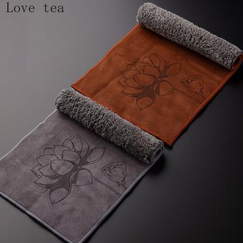 Absorbent soft tea towel cotton and linen thickened absorbent tea towel coffee table household Kung Fu tea set accessories
