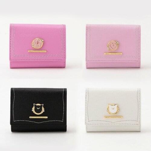 DHL 10 pieces Sailor Moon Wallet Lady Short Wallet Female Candy Color Bow PU Leather for Card Purse day Clutch