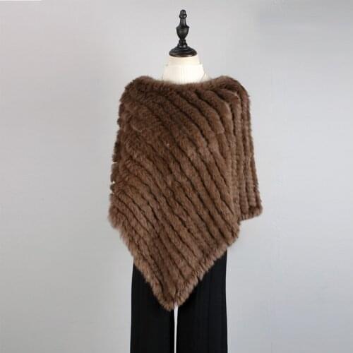 Spring Autumn Real Rabbit Fur Poncho Knit Genuine Scarves Womens Real Natural Rabbit Fur Shawl Pashmina Real Rabbit Fur Scarf