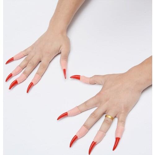 10pcs Halloween Spooky Scary Witches Nails Fake Finger Claws for Halloween Decoration Costume Cosplay Party Supplies