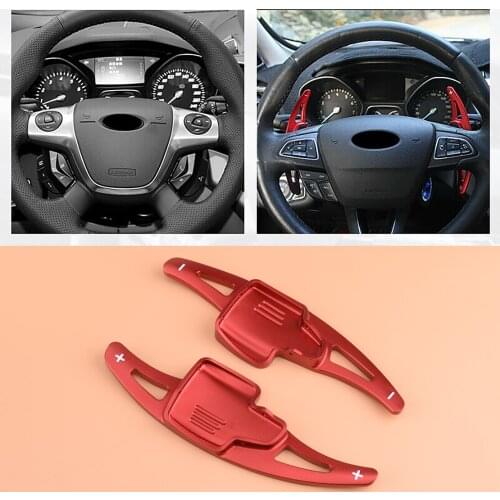 2pcs Steering Wheel Shift Paddle Shifter Extension Red Fit For Ford Ecosport 2018-2019 Focus 2015-2019 Kuga 2016-2019