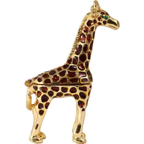 H&D 3inch Metal Spotted Deer Figurine Trinket Box Earring Ring Storage Wedding Jewelry Case Souvenirs Birthday Gift Crafts