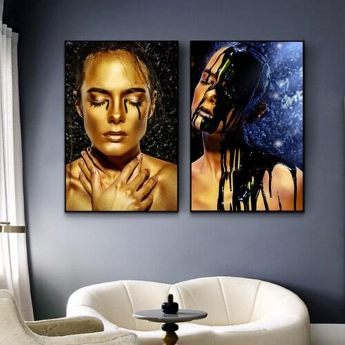 Abstract Black Women Painting HD Prints And Posters On Canvas Modern Wall Art Picture for Livinng Room Home Decoration