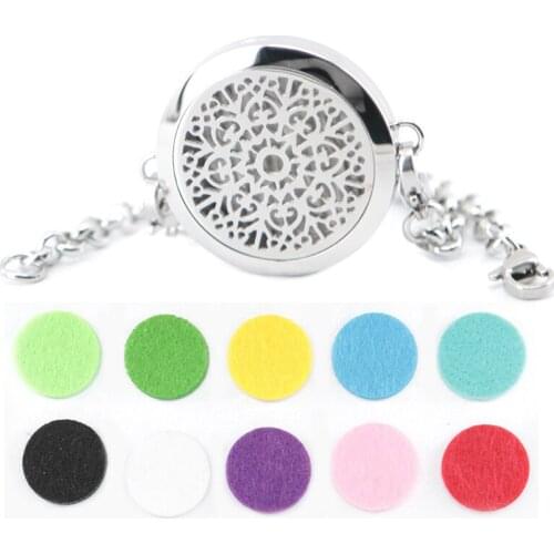 Abstract flower 30mm Aromatherapy Essential Oils Stainless Steel Perfume Diffuser Locket bracelet(length8.6