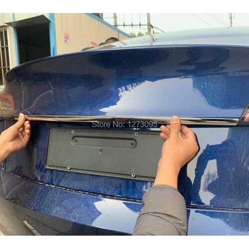 For 2018 2019 Tesla Model 3 Accessories Stainless Rear Trunk Tailgate Back Door Lid Boot Trim Edge Molding Garnish Strip Styling