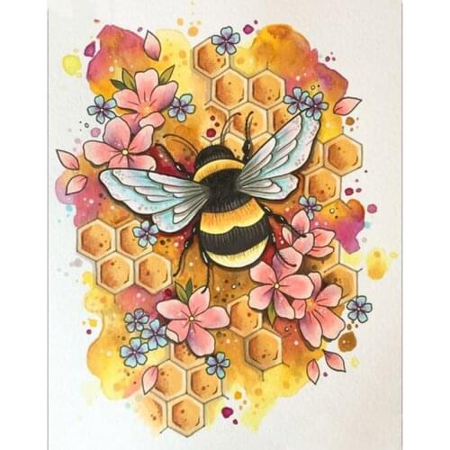 Full Square/Round Drill 5D DIY Diamond Painting "Flower bee" Embroidery Patterns Rhinestones Cross Stitch 3D Home Decor