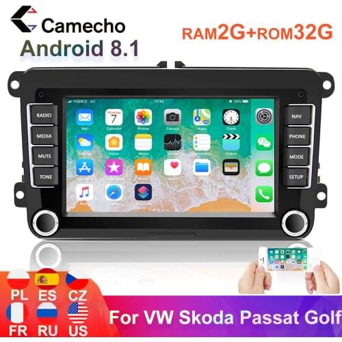 Camecho Android8.1 2 din Radio Car GPS Multimedia player For VW/Volkswagen/Golf/Polo/Tiguan/Passat/b7/b6/SEAT/leon/Skoda/Octavia
