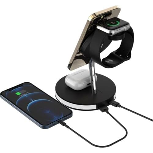 4 in 1 Qi Wireless Charger Dock Station for Apple Watch 6 5 4 3 2 AirPods Pro 15W Fast Charging Stand For iPhone 12 11 XS XR X 8