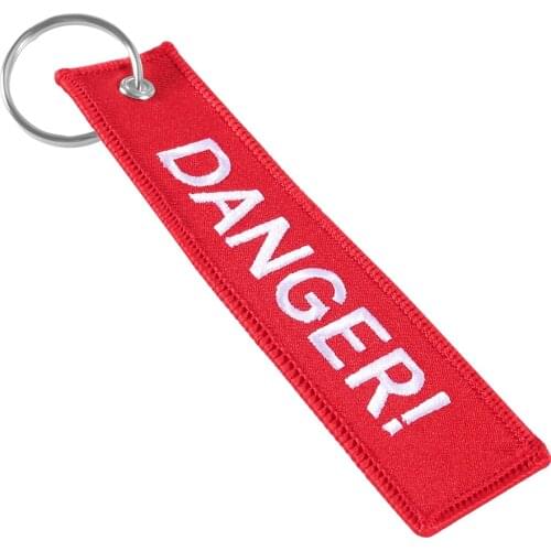 3 PCS Fashion Danger Keychain Embroidery Key Chain for Motorcycles and Cars Key Tag Red Key Fobs Customized Key chains