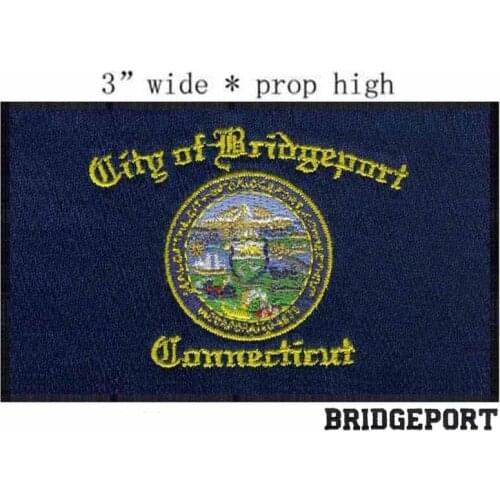 Bridgeport, Connecticut USA Flag 3" wide embroidery patch for wonder patch/red stripes/custom flag